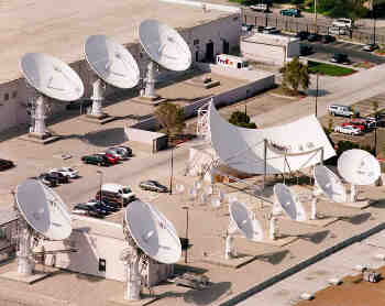 DBS DirecTV broadcast site, California, using RSI 9m and 11m antennas.  Each antenna uplink uses Tallguide TG87.